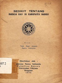 Sedikit bahasa bali di kabupaten bangli