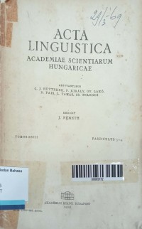 Acta Linguistica; Academiae Scientiarum Hungaricae
