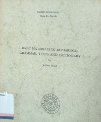 Basic materials in ritharngu: grammar, texts, and dictionary
