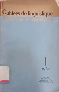 Cahiers de linguistique theorique et appliquee