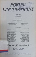 Forum Linguisticum Volume IV Number 3 April 1980