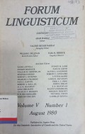 Forum Linguisticum Volume V Number I August 1980