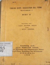 Kembang Rampe Kasusastran Bali Purwa Buku I