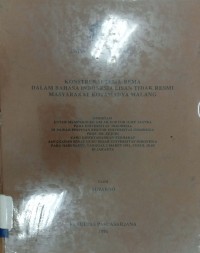 Konstruksi tema-tema dalam bahasa indonesia lisan tidak resmi masyarakat kotamadya malang