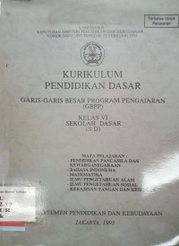 Kurikulum pendidikan dasar GBPP kelas VI SD