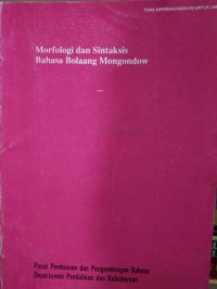 Morofologi dan sintaksis bahasa bolaang mongondow