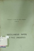 Miscellaneous Papers in P.N.G. Linguistics