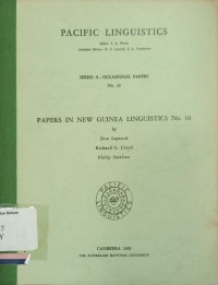 Papers in new guinea linguistics no. 10