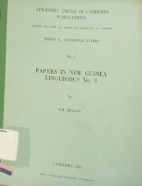 Papers in new guinea linguistics no. 3