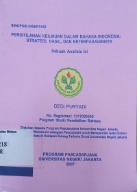 Peristilahan Keilmuan Dalam Bahasa Indonesia: Strategi, Hasil, Dan Keterpakaiannya sebuah analisi isi