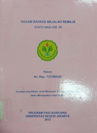 Ragam Bahasa Majalah Remaja suatu analisis isi