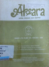 Aksara: Jurnal Bahasa dan Sastra Nomor 4, Tahun III Juni 1993