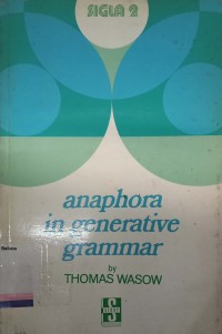 Anaphora in Generative Grammar