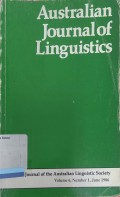 Australian Journal of linguistics volume 6, number 1, June 1986