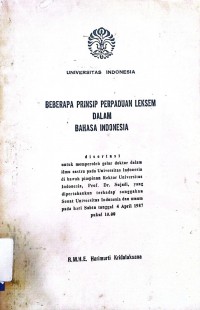 Beberapa prinsip perpaduan leksem dalam bahasa indonesia