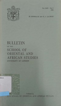 Buleting Of The School of Oriental an African Studies University of London Vol. XLIX  Part 1 1986