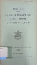 Bulletin of the School of Oriental and African Studies Vol XXVIII Part 3 1965