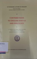 Contributions to English syntax and philology