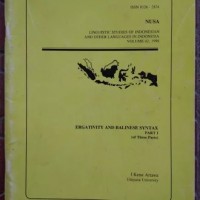 Ergativity and Balinese Syntax, Part 1, Vol. 42, 1998