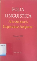 Folia Linguistica, Acta Societatis Linguisticae Europaeae Tomus VIII/1975