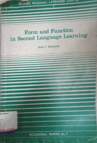 Form and Function in Second Language Learning