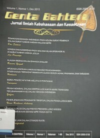 Genta Bahtera: Jurnal Ilmiah Kebahasaan dan Kesastraan, Volume 1, Nomor 1, Desember 2015