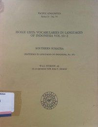 Holle lists: vocabularies in languages of indonesia vol. 10/2 southern sumattra