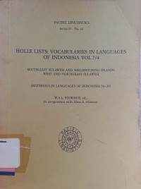 Holle lists: vocabularies in languages of Indonesia vol. 7/4 South Sulawesi and neighbouring islands west and north-east Sulawesi