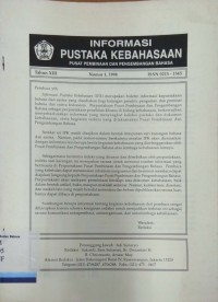 Informasi pustaka kebahasaan pusat pembinaan dan pengembangan bahasa (tahun xiii, nomor 1, 1998)