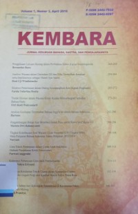 Kembara: Jurnal Keilmuan Bahasa, Sastra, dan Pengajarannya, Volume 1, Nomor 3, April 2016