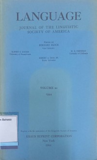 Language Journal of the Linguistic Society of America vol. 20