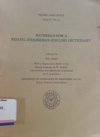 Materials for a rejang-indonesian-english dictionary