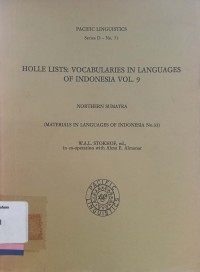 Holle lists: vocabularies in languages of Indonesia vol. 9 Northern Sumatra