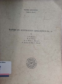 Papers in australian linguistics no. 10