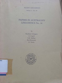 Papers in Australian Linguistics No.16