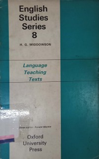 English studies series 8: Language teaching texts: A manual for teachers