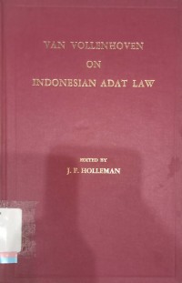 Van Vollenhoven On Indonesian Adat Law