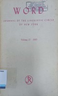 WORD Journal Of The Linguistic Circle Of New York Vol. 11