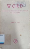 WORD Journal Of The Linguistic Circle Of New York Vol. 16