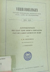Aantekeningen bij tjan tjoe siem's vertaling van de lakon kurupati rabi