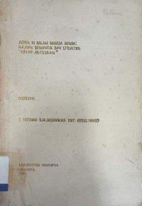 Aspek Di Dalam Bahasa Sunda: Kajian Semantik Dan Struktur 