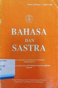 Bahasa dan Sastra Tahun IX Nomor 1 Tahun 1992