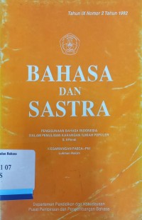 Bahasa dan Sastra Tahun IX Nomor 2 1992