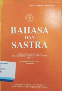 Bahasa dan Sastra Tahun XVI nomor 3 1998
