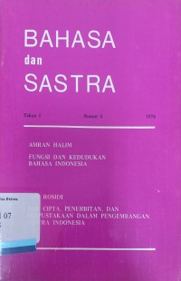 Bahasa dan Sastra Tahun I Nomor 5 1976
