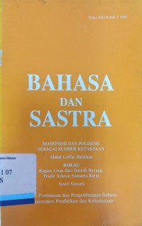 Bahasa dan Sastra Tahun XIII Nomor 3 1995