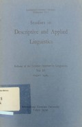 Studies in Descriptive and Applied Linguistics: Bulletin of the Summer Institute in Linguistics Vol III August 1964