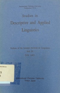 Studies in Descriptive and Applied Linguistics: Bulletin of the Summer Institute in Linguistics Vol IV July 1967