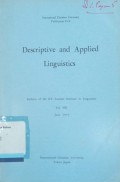 Descriptive and applied linguistics Vol. VIII June 1975