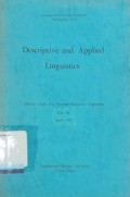 Descriptive and applied linguistics Vol. VI April 1973